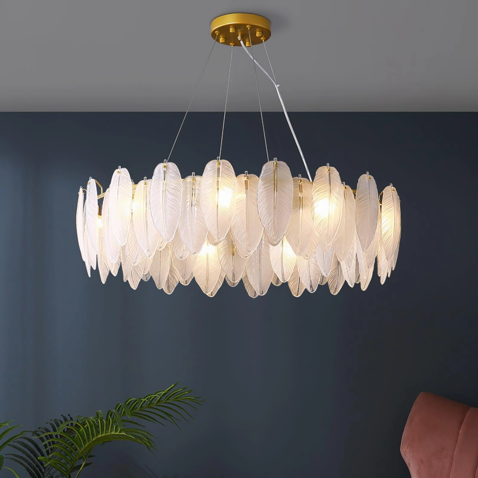 Glass Feather Chandelier