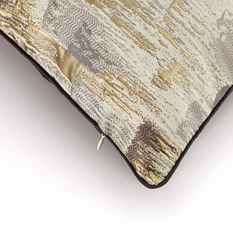 Gold and Grey Abstract Throw Cushion