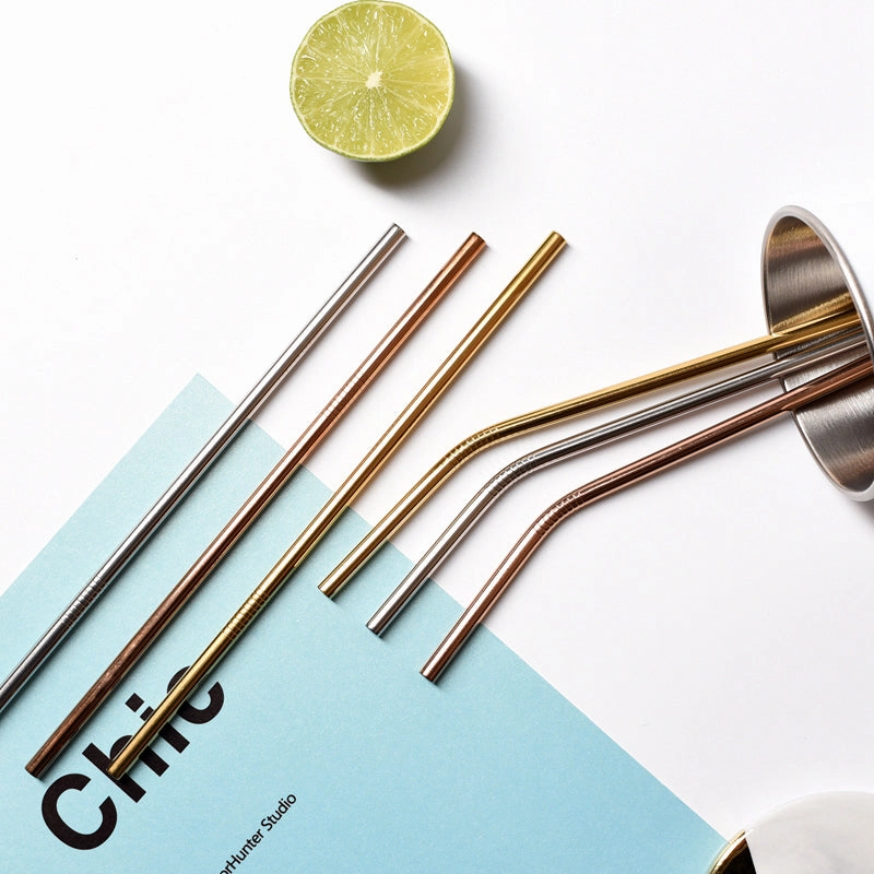 Gold Drinking Straws - Set of 3