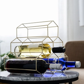 Gold Hexagon Wine Rackmodern kitchen decor ,kitchen dinner set ,dinnerware 