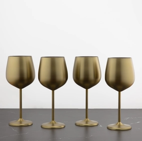 Gold Stainless Wine Glasses - Set Of 4glass cups ,personalized mugs 