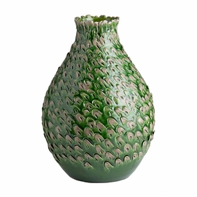 Green Feathered Vase - 17"nordic style desktop ornaments