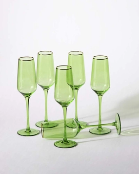 Green Stem Champagne Flutes - Set of 6modern kitchen decor ,kitchen dinner set ,dinnerware 