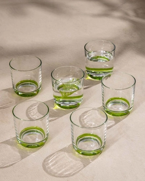 Green Tinted Base Drinking Glass - Set Of 6modern kitchen decor ,kitchen dinner set ,dinnerware 