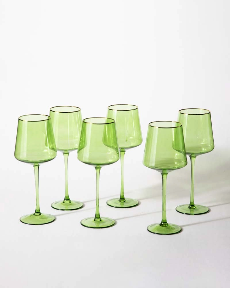 Green Vintage Wine Glass - Set of 4