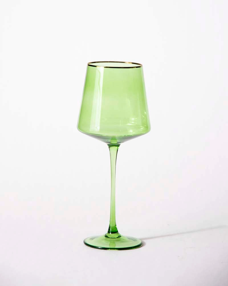 Green Vintage Wine Glass - Set of 4