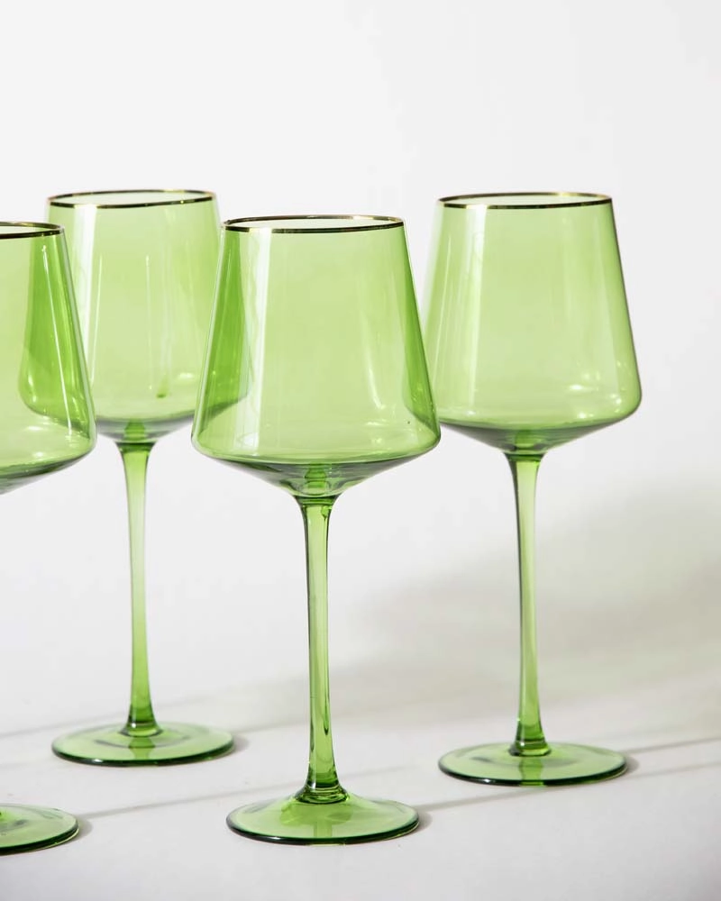 Green Vintage Wine Glass - Set of 6