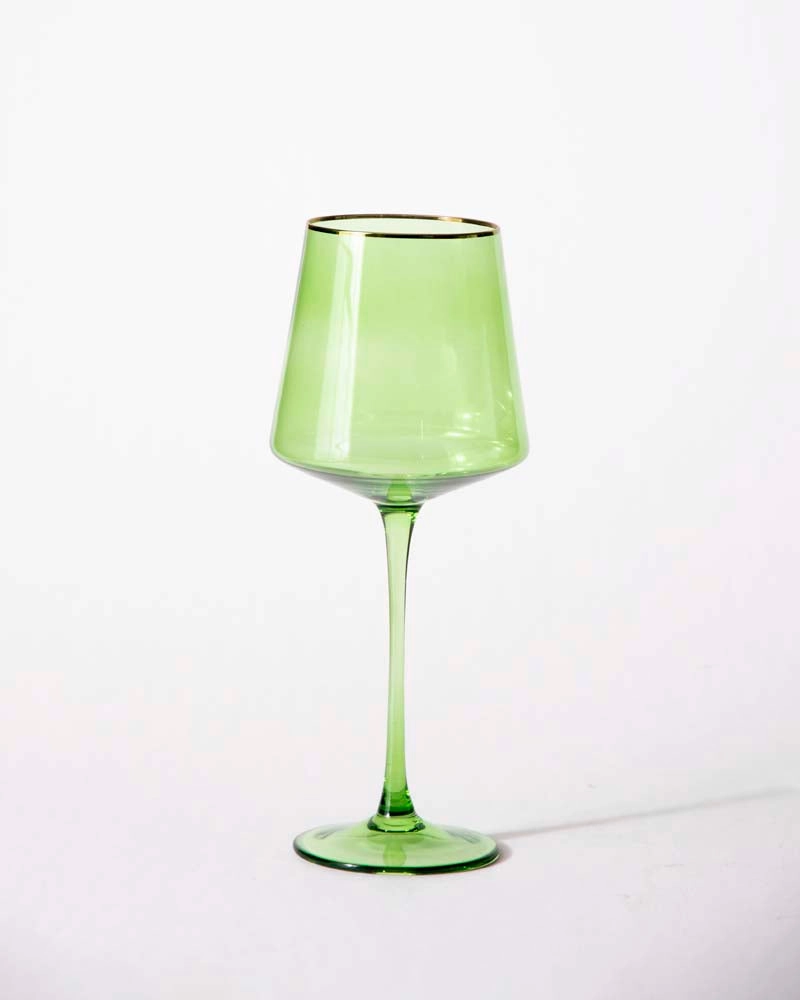 Green Vintage Wine Glass - Set of 6