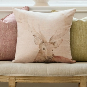 Gregor Stag Printed Cushion Naturalbedding sets ,throw blankets 