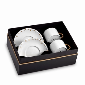 Haas Mojave Tea Cup   Saucer (Set of 2) - White   Goldglass cups ,personalized mugs 