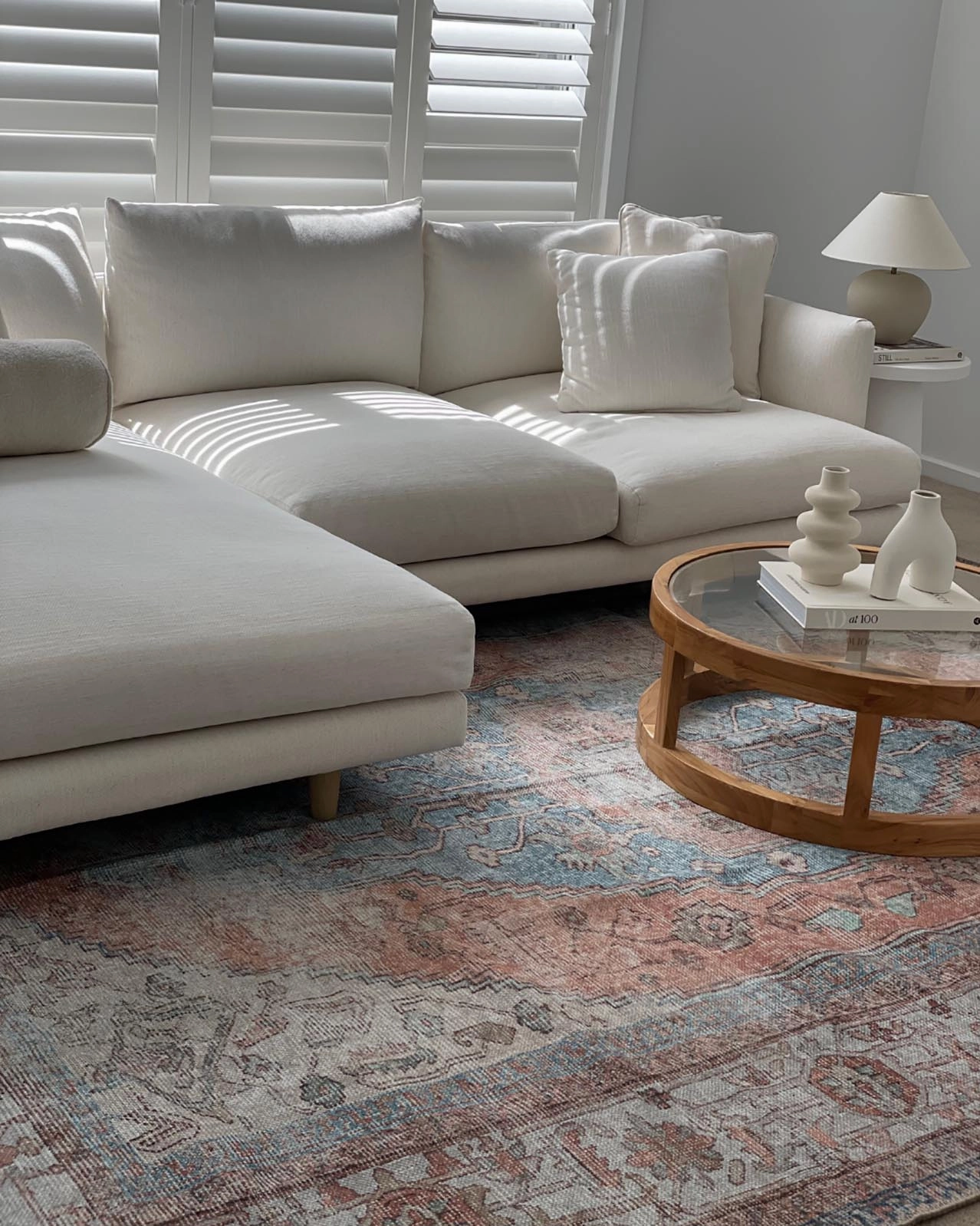 Halima Orange and Blue Traditional Distressed Washable Rug