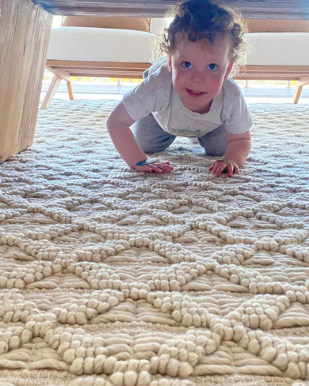 Hanna Ivory Leaflets Wool Blend Rug