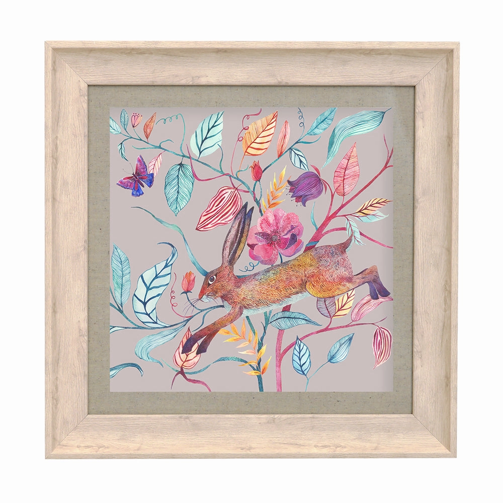 Hansel Hare Framed Print Birch/Mauve