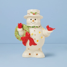 Happy Holly Days Snowman Holding Wreath Figurinehome decor ,wall decor 