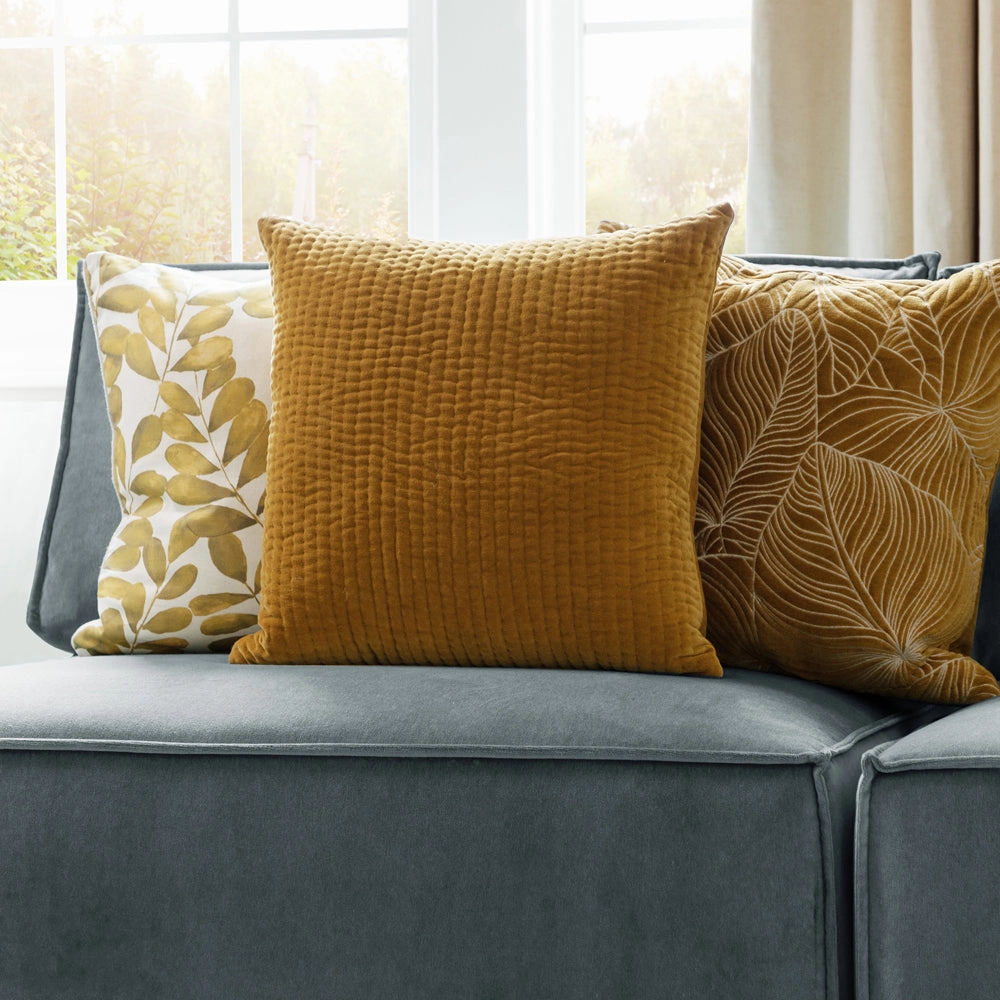Haze Embroidered Feather Cushion Mustardbedding sets ,throw blankets 