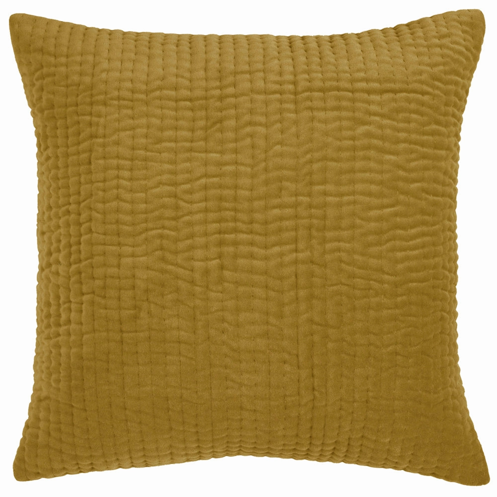 Haze Embroidered Feather Cushion Mustard