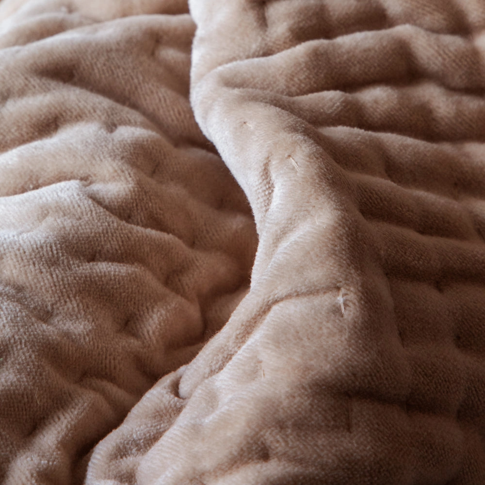 Haze Velvet Quilted Throw Coral