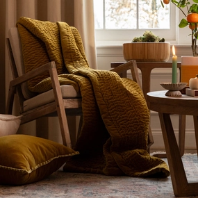 Haze Velvet Quilted Throw Mustardbedding sets ,throw blankets 
