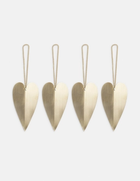 Heart Brass Ornaments (Set of 4) by Ferm Livinghome decor ,wall decor 