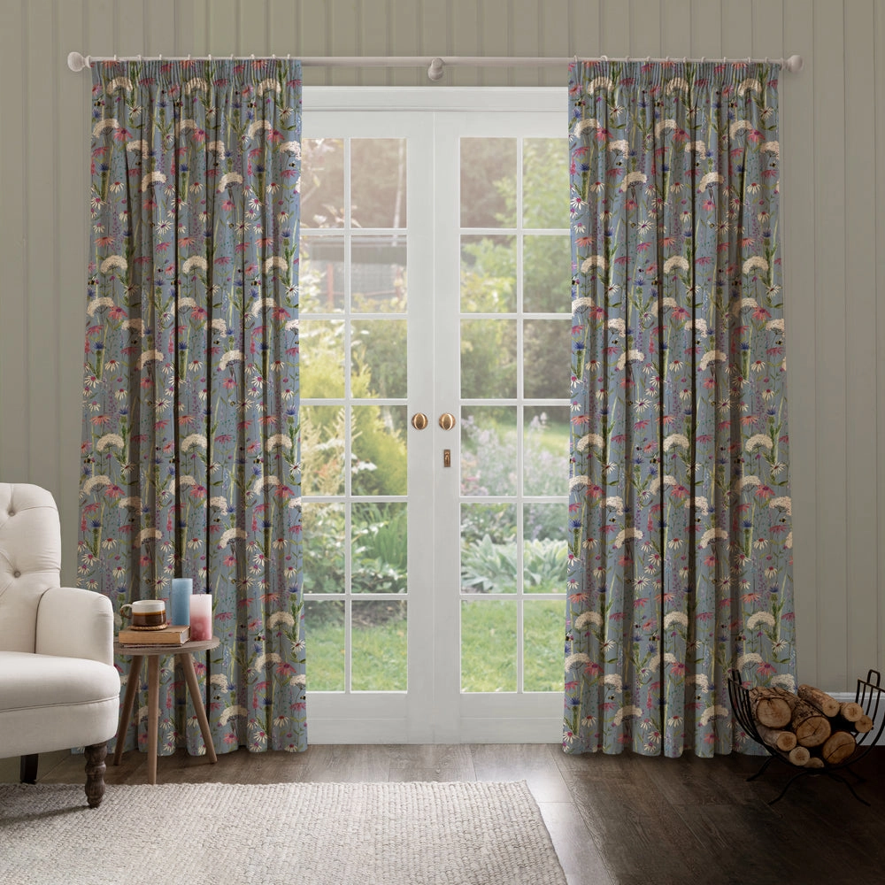 Hermione Printed Made to Measure Curtains Bluebell