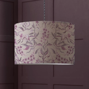 Hettie Eva Printed Lamp Shade Hyancinthreplacement lampshade,White Linen Drum Lampshade for Table or Floor Lamp