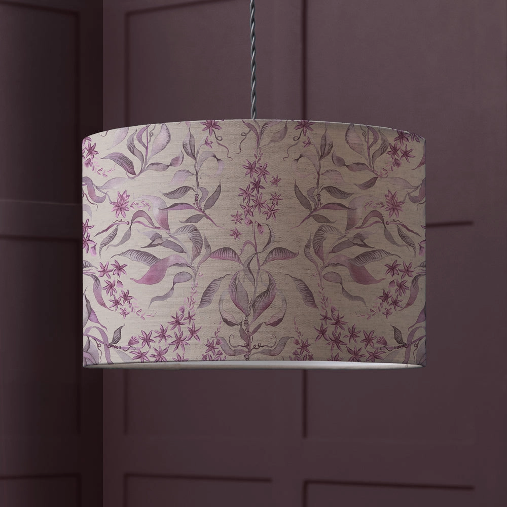 Hettie Eva Printed Lamp Shade Hyancinthreplacement lampshade,White Linen Drum Lampshade for Table or Floor Lamp