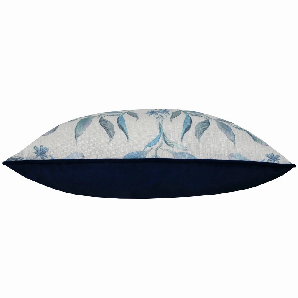 Hettie Printed Piped Cushion Blue