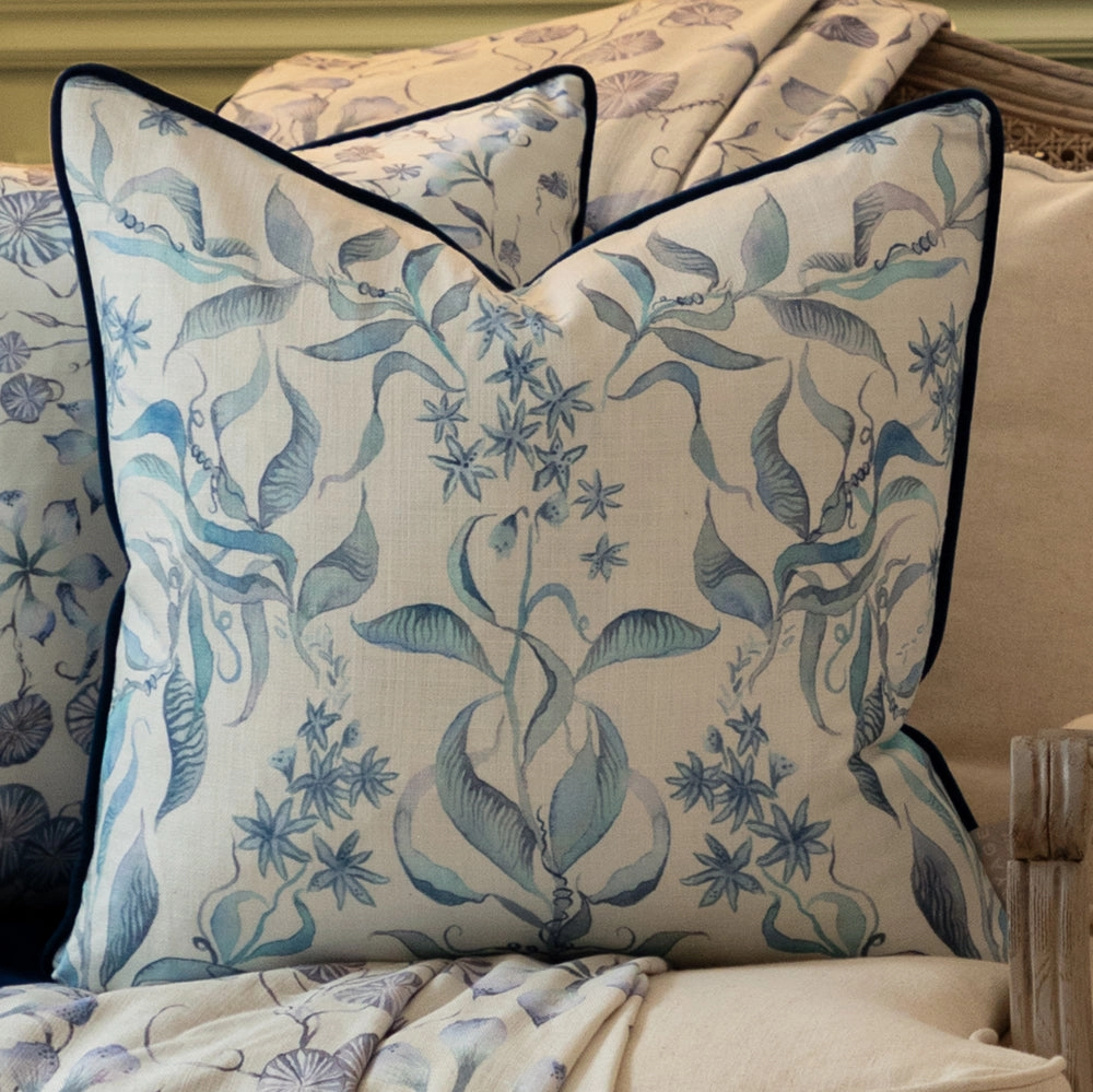 Hettie Printed Piped Cushion Bluehome decor ,wall decor 