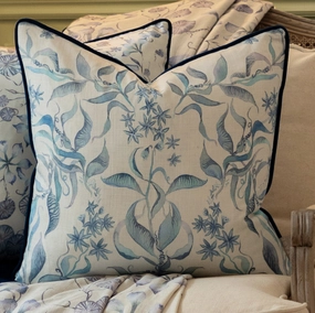 Hettie Printed Piped Cushion Bluehome decor ,wall decor 
