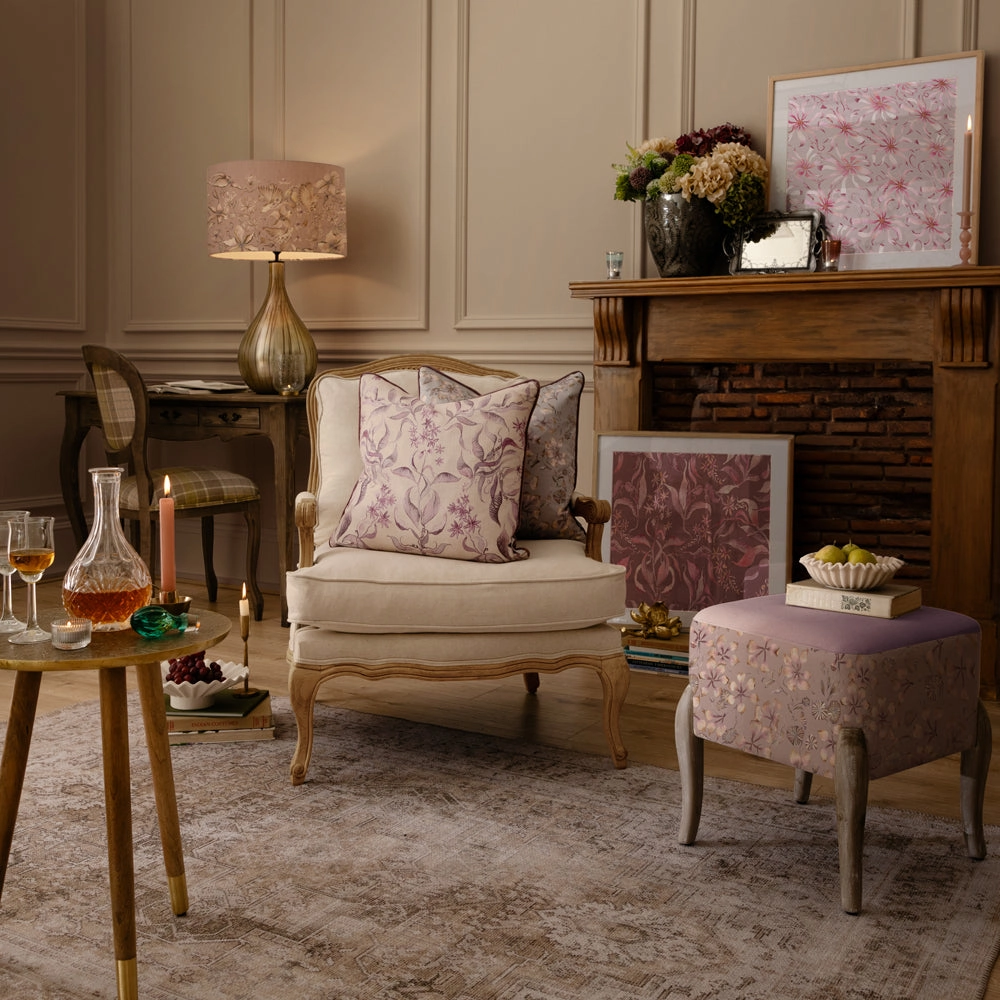 Hettie Printed Piped Cushion Hyacinth
