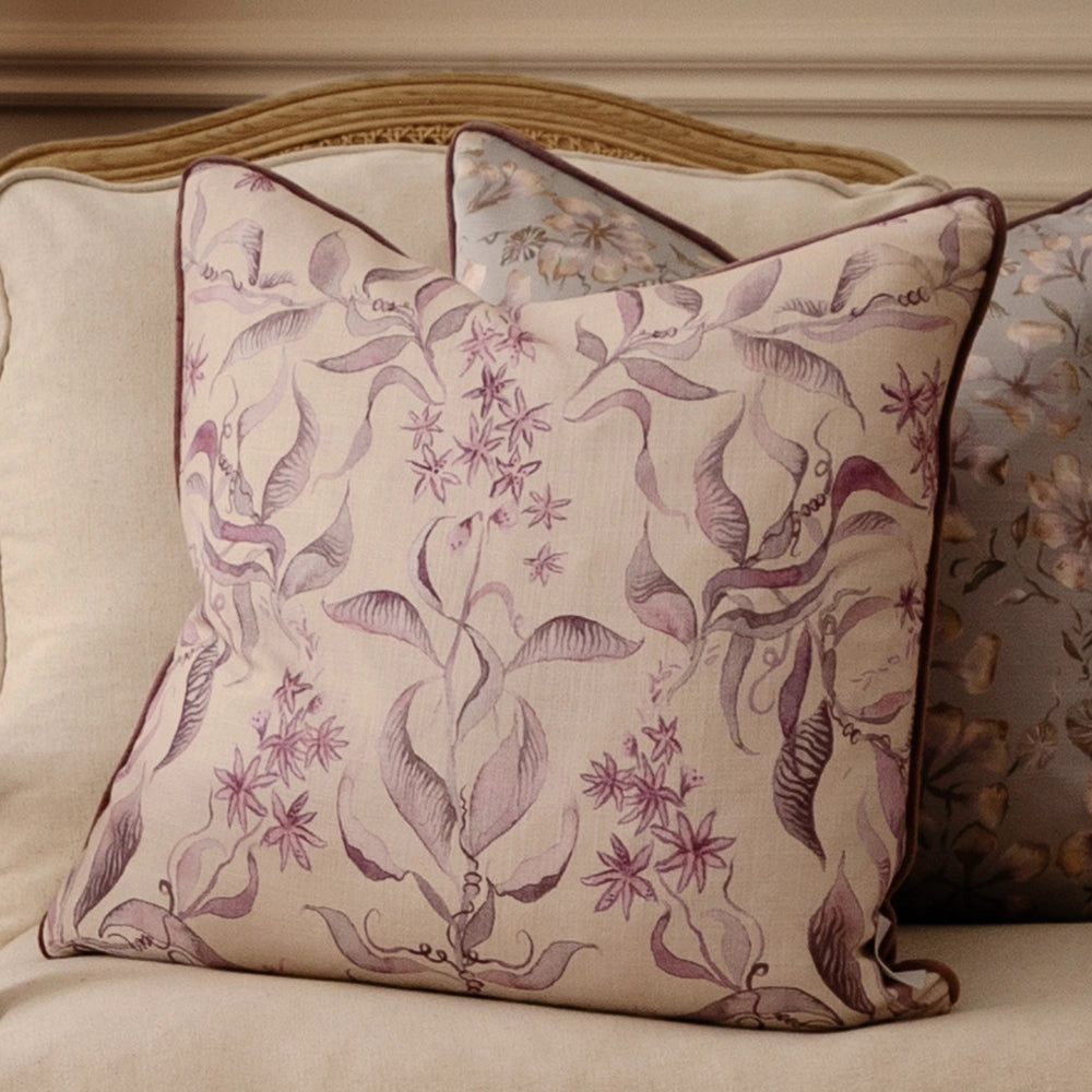Hettie Printed Piped Cushion Hyacinthhome decor ,wall decor 