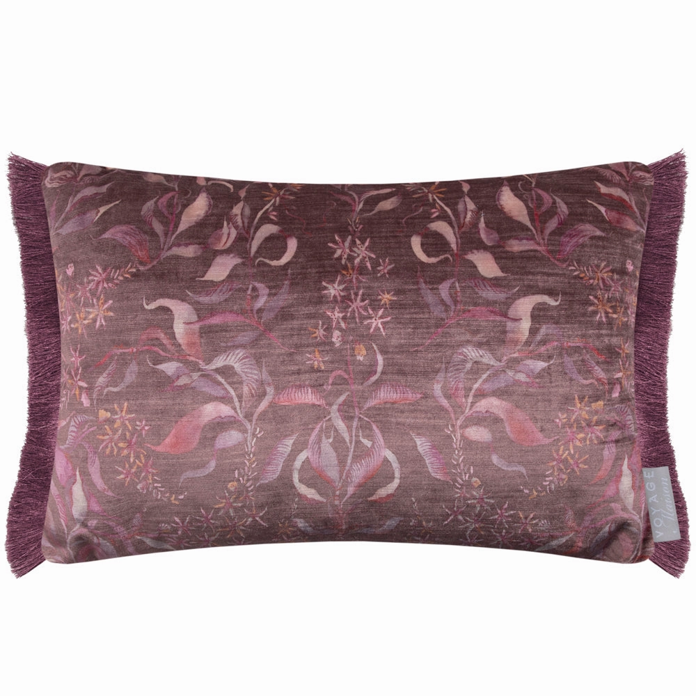 Hettie Printed Ruche Fringe Cushion Ruby