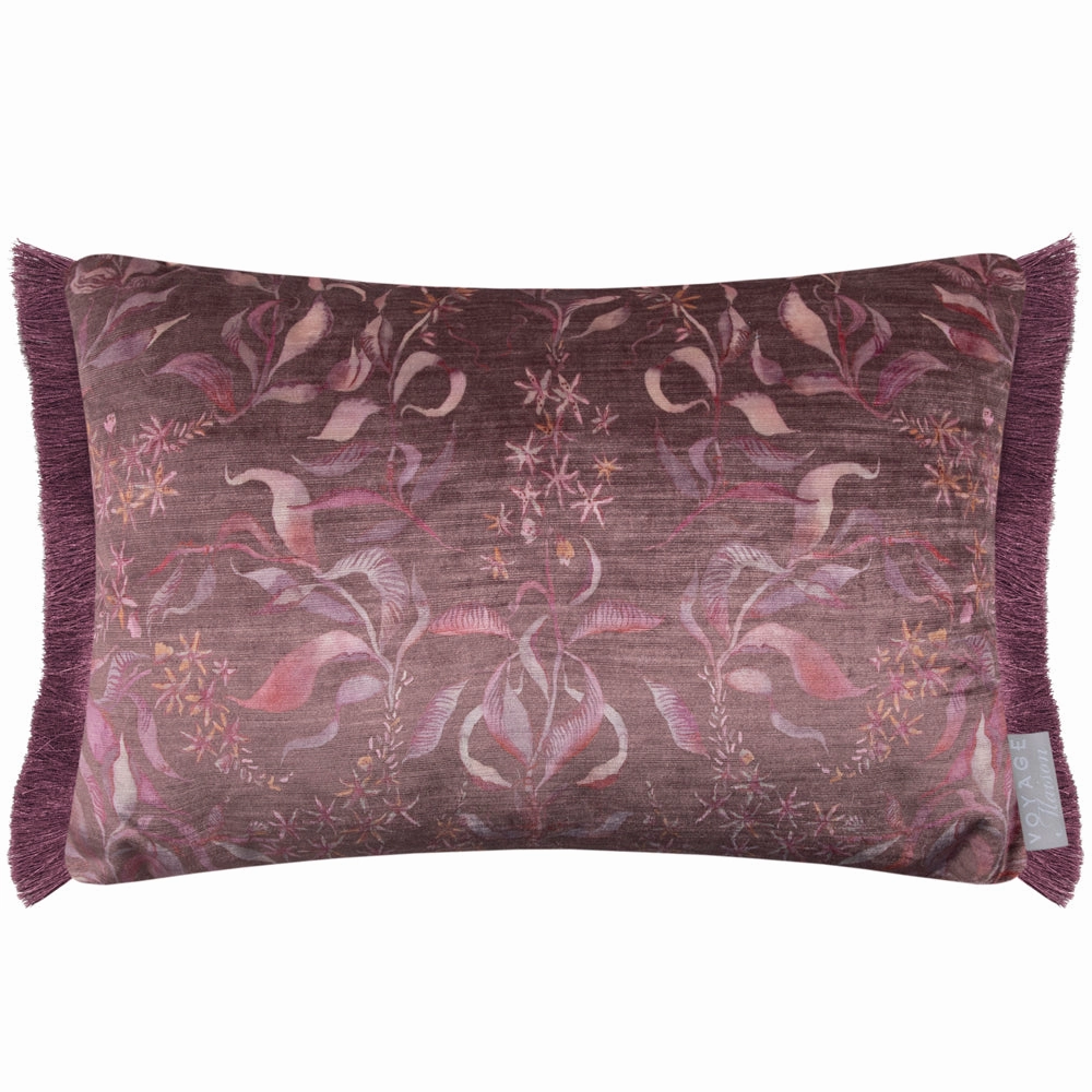 Hettie Printed Ruche Fringe Cushion Ruby