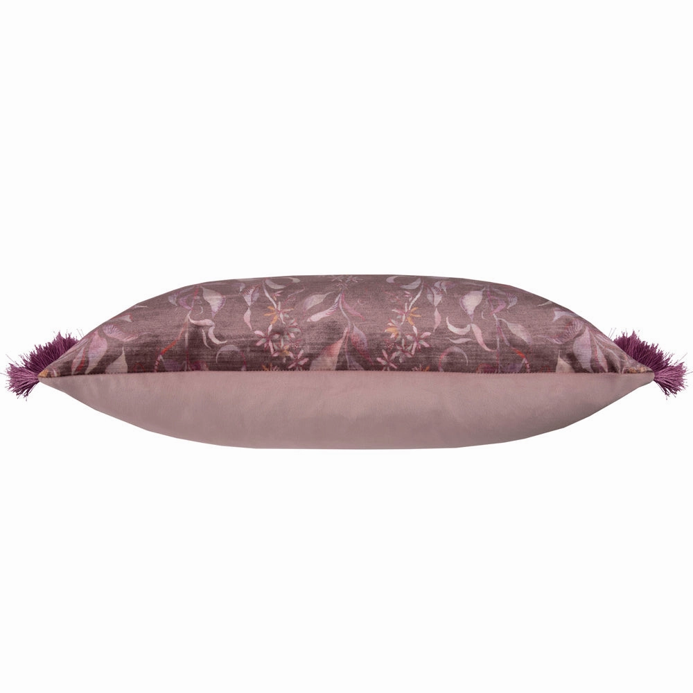Hettie Printed Ruche Fringe Cushion Ruby