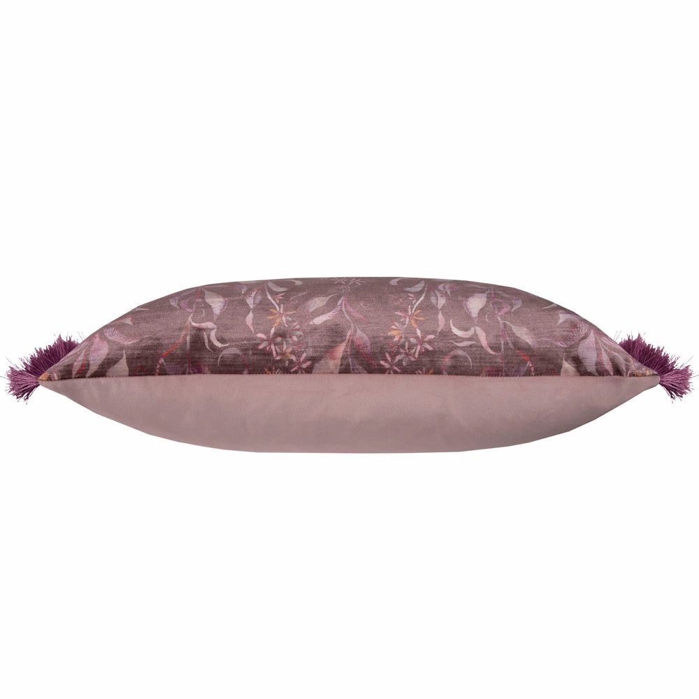 Hettie Printed Ruche Fringe Cushion Ruby