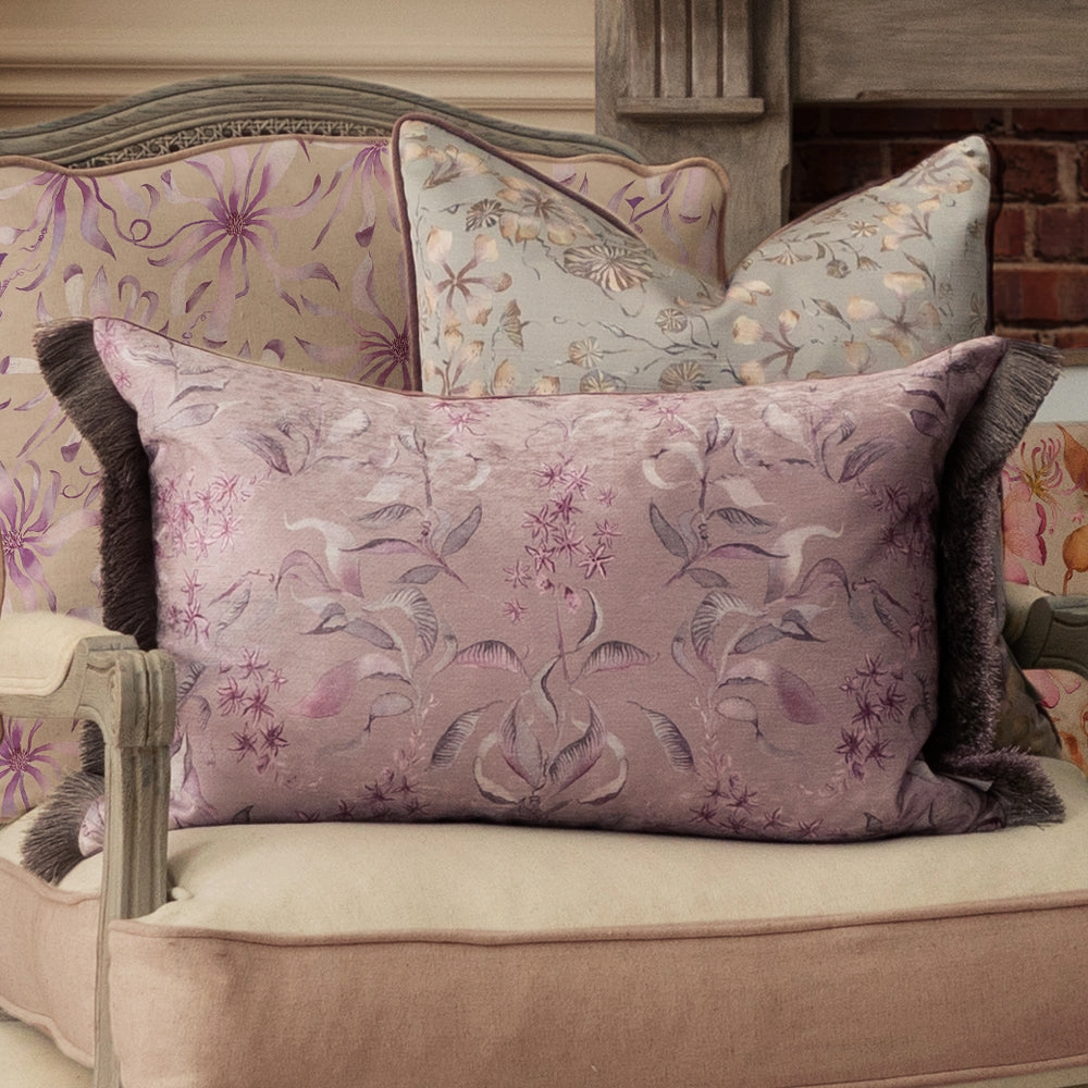 Hettie Printed Ruche Fringe Cushion Violabedding sets ,throw blankets 