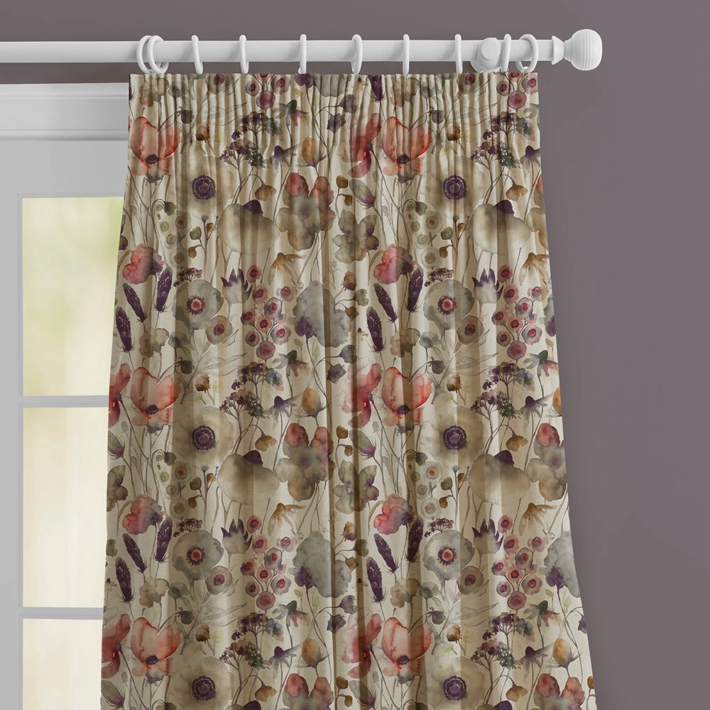 Hibbertia Printed Made to Measure Curtains Boysenberry