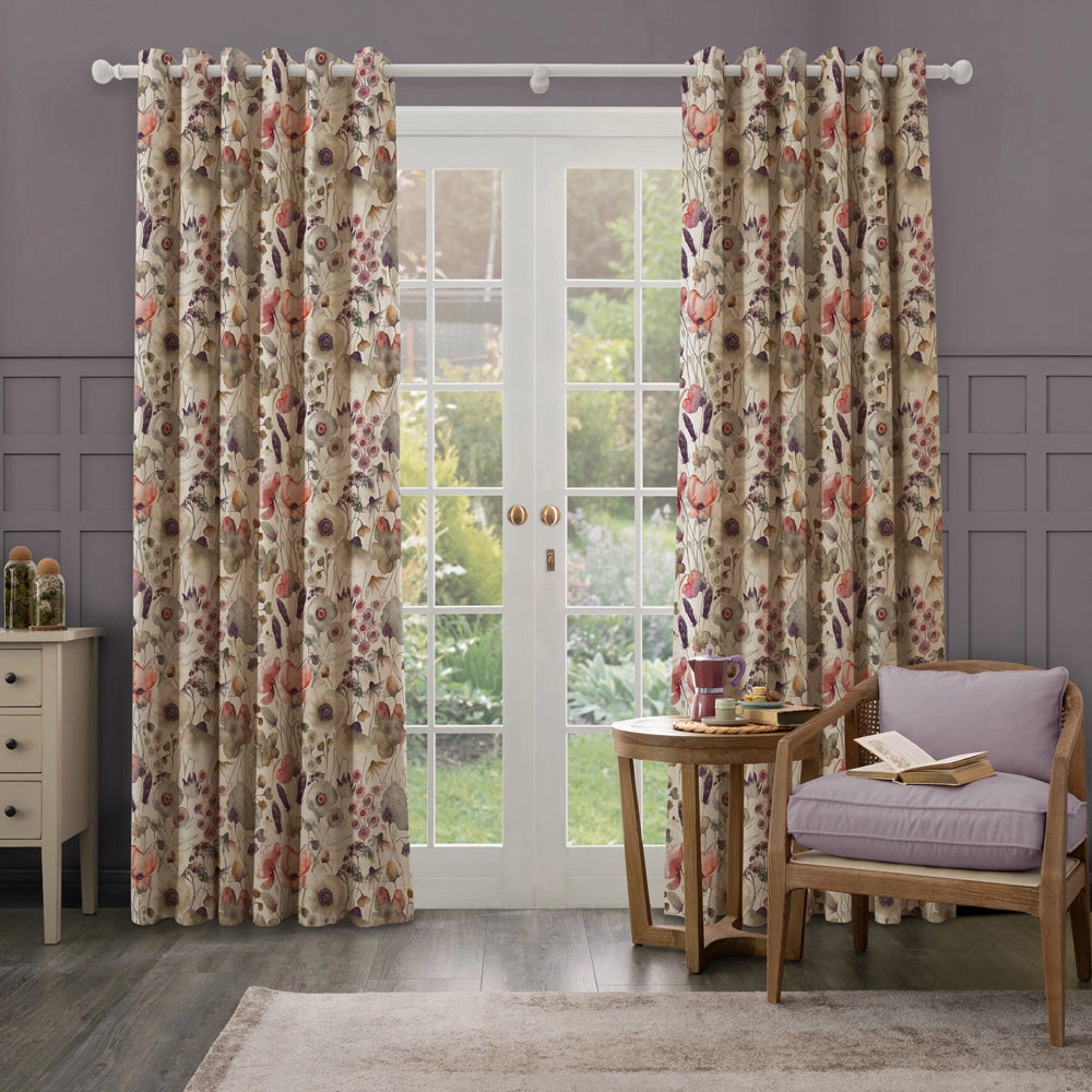 Hibbertia Printed Made to Measure Curtains Boysenberry