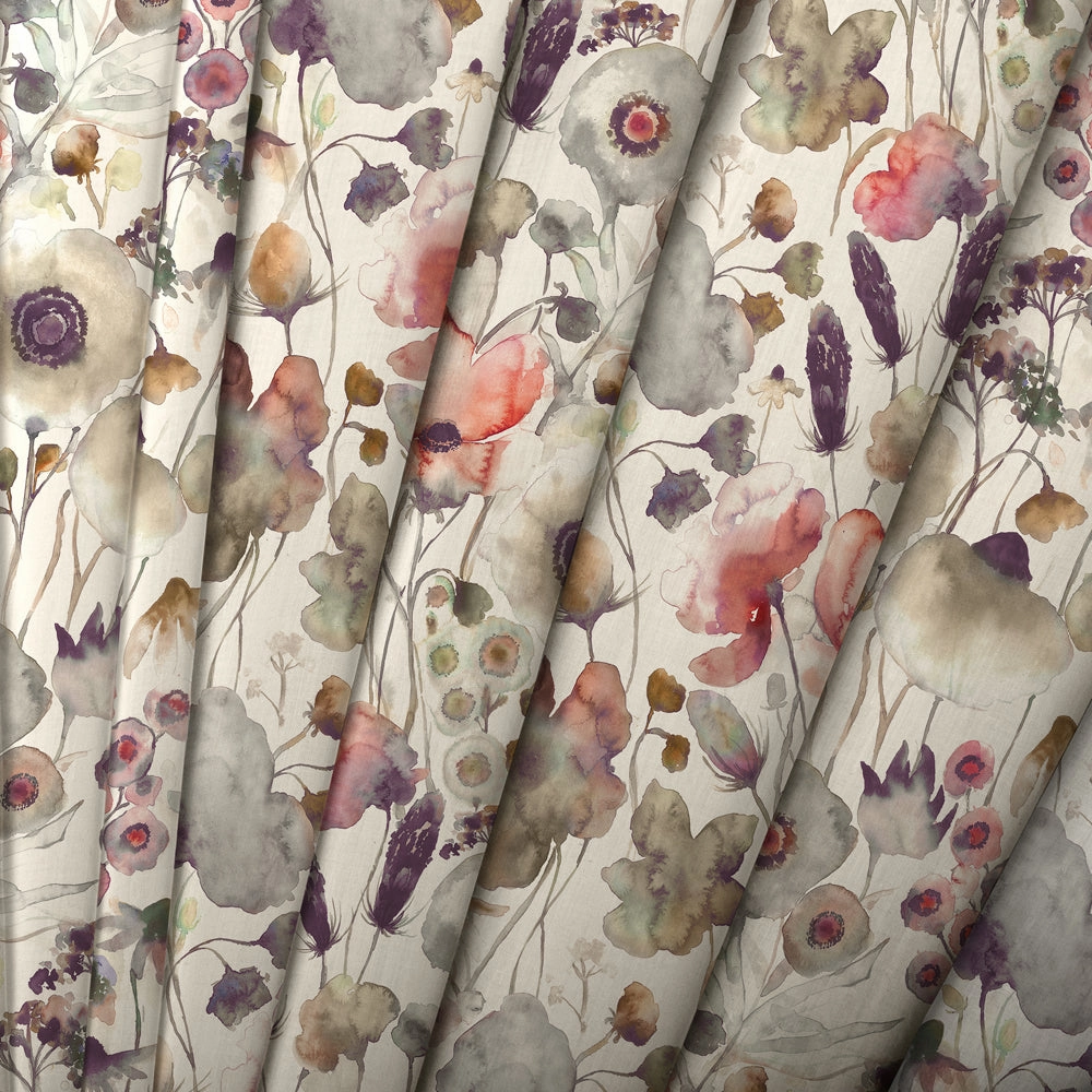 Hibbertia Printed Made to Measure Curtains Boysenberry