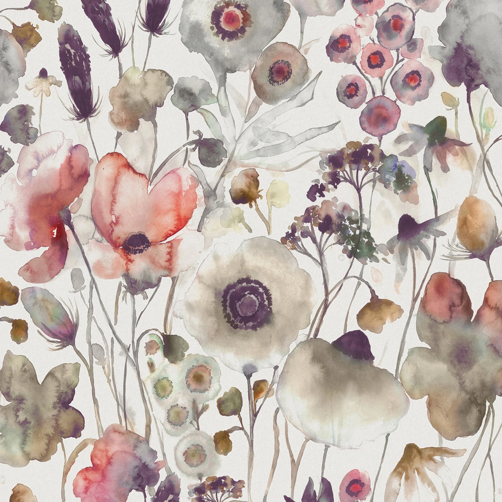 Hibbertia Printed Made to Measure Curtains Boysenberry