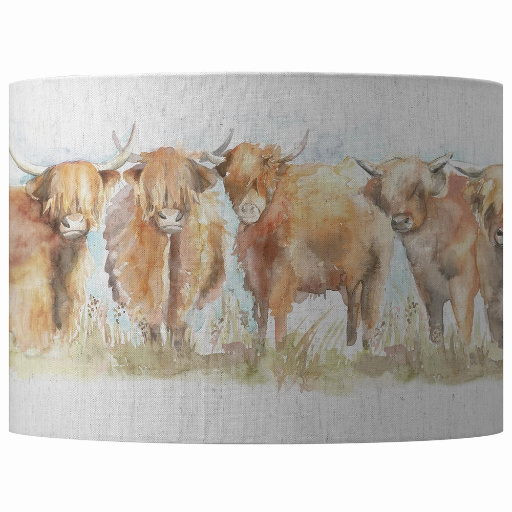 Highland Cattle Eva Lamp Shade Linen