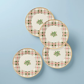 Holiday Plaid Accent Plates - Set of 4modern kitchen decor ,kitchen dinner set ,dinnerware 