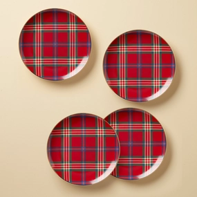 Holiday Red Tartan Accent Plates - Set of 4modern kitchen decor ,kitchen dinner set ,dinnerware 