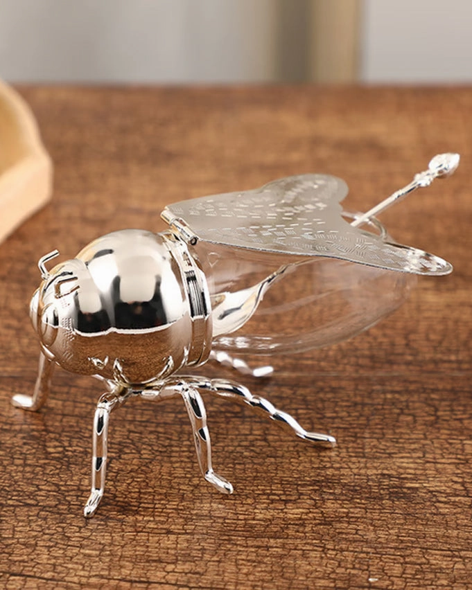 HoneyBee Honey Pot - Silver