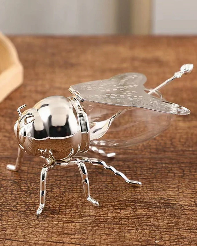 HoneyBee Honey Pot - Silver