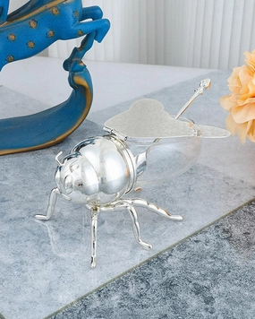 HoneyBee Honey Pot - Silvermodern kitchen decor ,kitchen dinner set ,dinnerware 