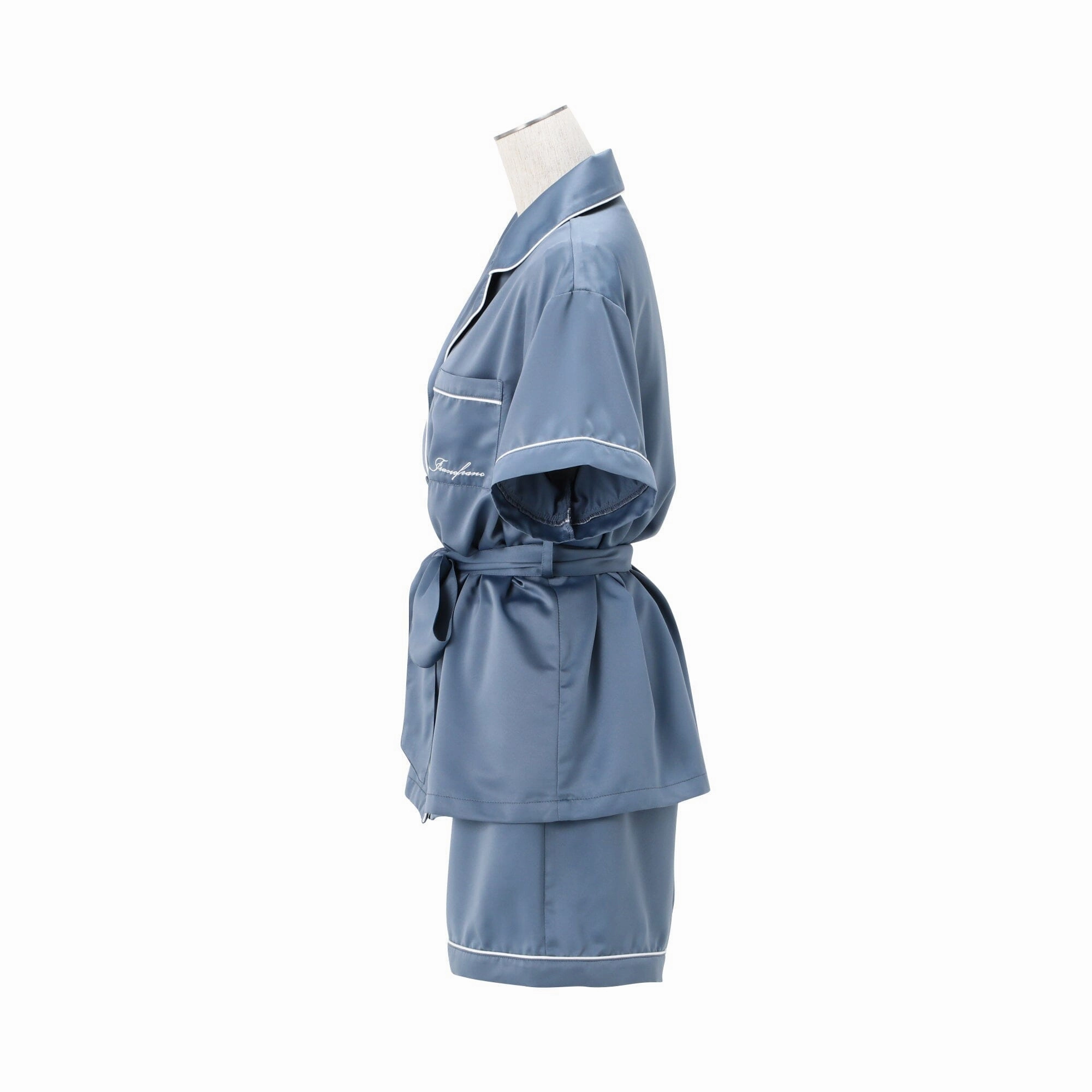 Hyaluronan Logo Embroidery Short Sleeve Short Pants Pajamas Blue