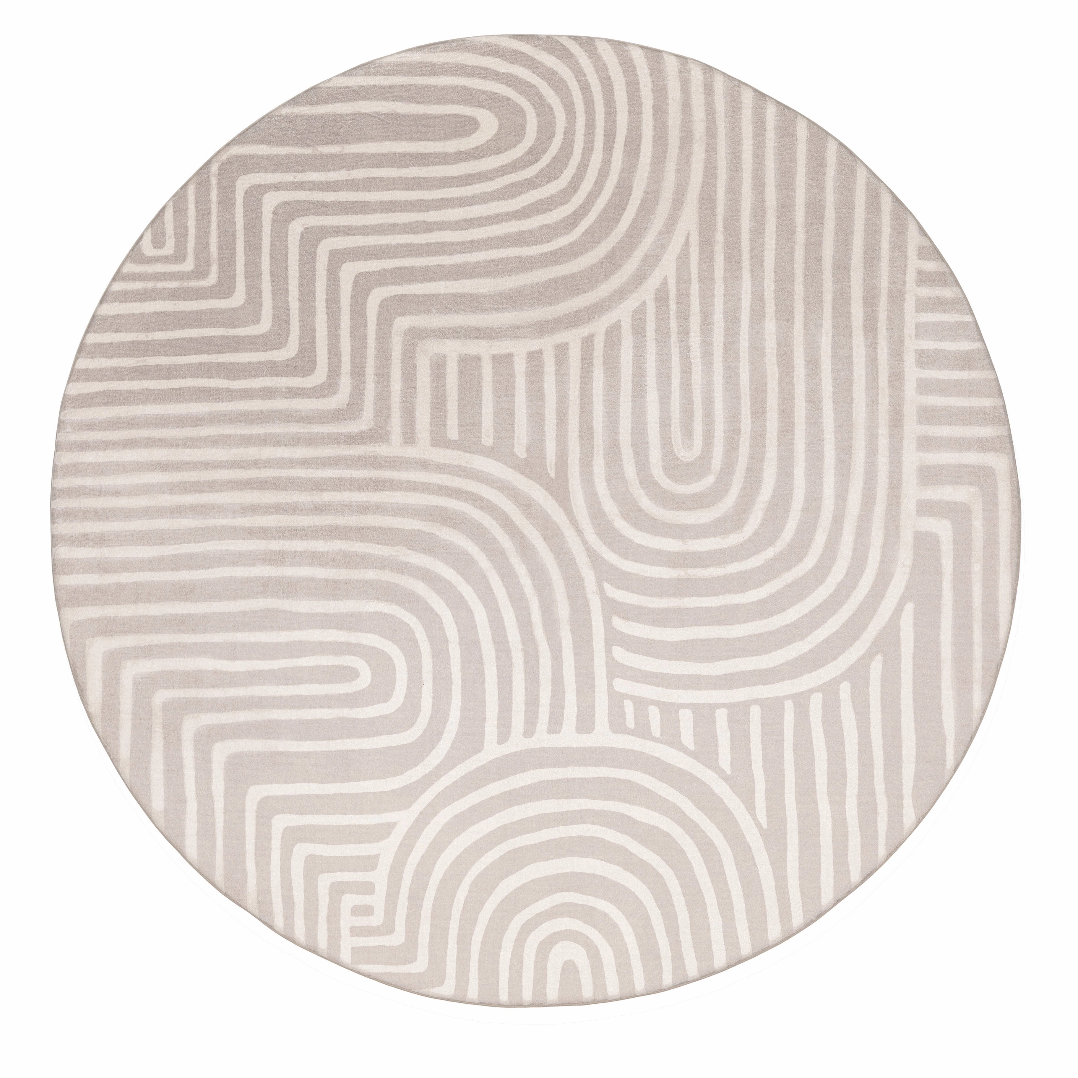 Idra Neutral Abstract Rollie Pollie Round Playmatmodern color block patchwork rug