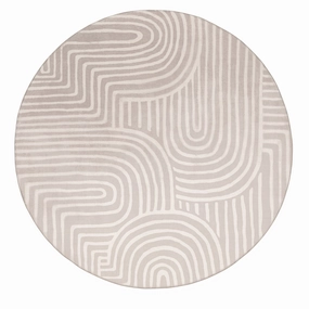 Idra Neutral Abstract Rollie Pollie Round Playmatmodern color block patchwork rug