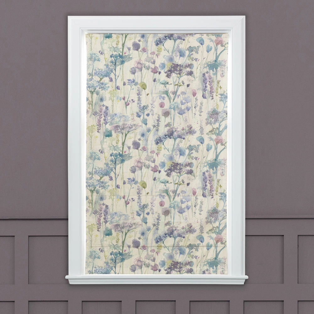 Ilinizas Printed Cotton Made to Measure Roman Blinds Violet Natural